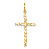 10k Yellow Gold Solid & Textured Medium Size Nugget Cross Charm Satin Pendant