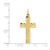 10k Yellow Gold Solid & Satin Finish Diamond Cut Border Latin Cross Charm