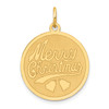 14k Yellow Gold Solid & Satin Mini Small Engravable Merry Christmas Disc Charm