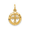 14k Yellow Gold Solid & Diamond Cut Small Eternal Life Passion Cross Charm