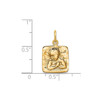 14k Yellow Gold Solid & Diamond Cut Small Sitting Angel in Square Frame Charm