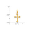 14k Yellow Gold Solid & High Polished Small Budded Cross Charm