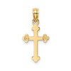 14k Yellow Gold Solid & High Polished Small Budded Cross Charm