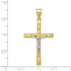 10k Two Tone Gold Solid & Diamond Cut Large 45mm Crucifix Pendant