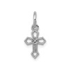14k White Gold Solid & Textured Mini Beaded Passion Cross Charm