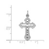 14k White Gold Solid & Diamond Cut Large Budded Cross Pendant Textured Charm