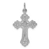 14k White Gold Solid & Diamond Cut Large Budded Cross Pendant Textured Charm