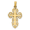 14k Yellow Gold Solid & High Polished Small Size Filigree Latin Cross Charm