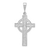 14k White Gold Polished & Satin Finish Large Diamond Cut Celtic Cross Pendant