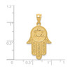 14k Yellow Gold Polished & Textured Small Star of David in Hamsa Charm