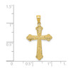 10k Yellow Gold Textured & Diamond Cut Medium Floral Budded Cross Pendant