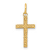 14k Yellow Gold Solid & Laser Etched Small Designer Latin Cross Charm