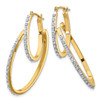 14k Yellow Gold Round Diamond 31mm Double Oval Hinged Hoop Earrings 0.01 Ct.