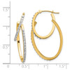 14k Yellow Gold Round Diamond 31mm Double Oval Hinged Hoop Earrings 0.01 Ct.