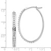 14k White Gold Round Diamond Medium 37mm Oval Hinged Hoop Earrings 0.01 Ct.