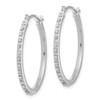 14k White Gold Round Diamond Small 26mm Circle Hinged Hoop Earrings 0.01 Ct.