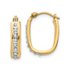 14k Yellow Gold Round Diamond Mini 16mm Squared Hinged Hoop Earrings 0.01 Ct.
