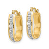 14k Yellow Gold Round Diamond Mini 16mm Squared Hinged Hoop Earrings 0.01 Ct.