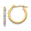 14k Yellow Gold Round Diamond Small 15mm Circle Hinged Hoop Earrings 0.01 Ct.