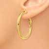 Italian 14k Yellow Gold 3mm x 33mm Hollow Tube Round Omega Hoop Earrings