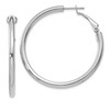 Italian 14k White Gold 3mm x 42mm Hollow Tube Round Omega Hoop Earrings