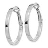 Italian 14k White Gold 3mm x 30mm Hollow Squared Tube Omega Hoop Earrings