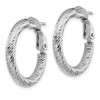 Italian 14k White Gold 3mm x 22mm Small Diamond Cut Hollow Omega Hoop Earrings