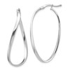 Italian 14k White Gold High Polished 2mm x 38mm Squared Wavy Oval Hoop Earrings