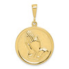 10k Yellow Gold Solid Medium Reversible Praying Hand & Serenity Prayer Pendant