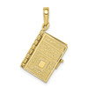 10k Yellow Gold Textured Small Moveable & Openable Lord's Prayer Bible Pendant