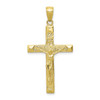 10k Yellow Gold Textured Medium Beveled Tip Cross Crucifix Pendant