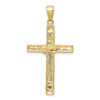 10k Yellow Gold Textured Medium Beveled Tip Cross Crucifix Pendant