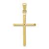 10k Yellow Gold Polished Medium 37mm Hollow Angled Tips Cylinder Cross Pendant