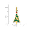 10k Yellow Gold Red & Green Enamel Flat Mini Christmas Tree w/ Star Pendant