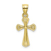 10k Yellow Gold Polished & Textured Small Size Double Cross Pendant