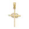 10k Yellow Gold High Polished Small Infinity Circles on Stick Cross Pendant