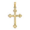 10k Yellow Gold Polished & Textured 2D Narrow Crucifix w/ Spade Tips Pendant