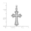 10k White Gold High Polished & Textured Medium Beaded Budded Cross Pendant