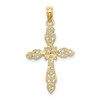 10k Yellow Gold High Polished & Cut Out Filigree / Floral Cross Pendant