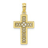 10k Yellow Gold High Polished & Textured Lace Center 'X' Block Cross Pendant