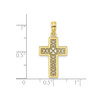 10k Yellow Gold High Polished & Textured Lace Center 'X' Block Cross Pendant