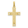 10k Yellow Gold Polished & Textured Cut Out Hearts I Love Jesus Crucifix Pendant