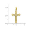 10k Yellow Gold Polished & Textured Small INRI Crucifix w/ Scroll Tip Pendant
