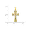 10k Yellow Gold Polished Trim & Textured Beveled Edge Cross Crucifix Pendant