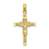10k Yellow Gold Polished & Beaded Textured Block Cross Crucifix Pendant