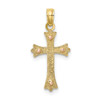 10k Two Tone Gold High Polished Rose Rounded Cross in Budded Cross Pendant