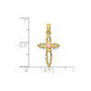 10k Two Tone Gold Polished & Textured Rose Heart Center on Cut Out Cross Pendant