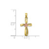 10k Two Tone Gold Textured Pink Flower Center Ribbon Twisted Cross Pendant