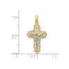 10k Two Tone Gold Polished & Textured Lace Trim Latin Cross Crucifix Pendant
