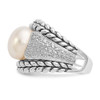 FW Pearl & Diamond Ring 11.5mm .925 Sterling Silver 0.1 Ct Size 6-8 Shey Couture